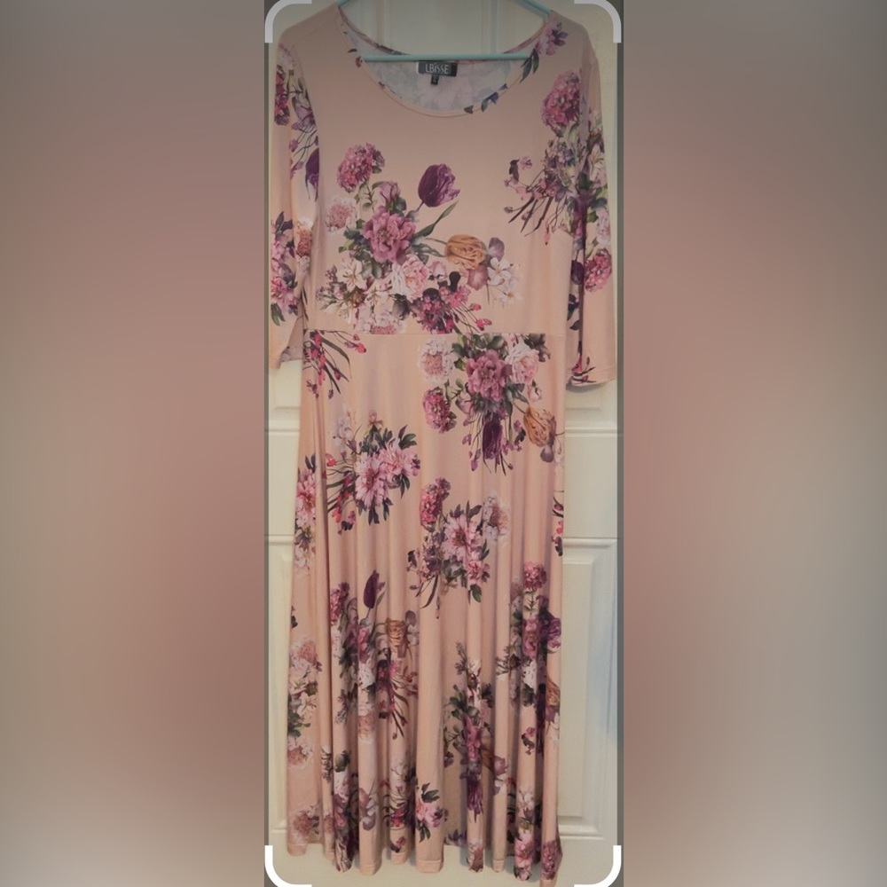 LBiSSE Blush Floral Midi Dress - Pink Floral - Picture 2 of 6